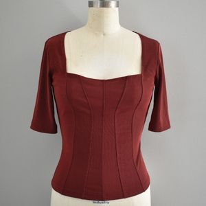 Vintage 90s Y2K metallic red corset knit top M